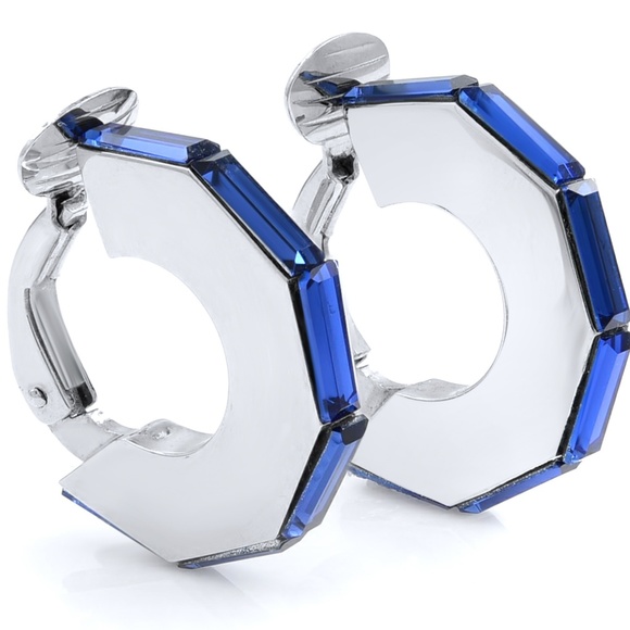 Dior Silver Tone Hardware with Blue Crystal Clip O - Picture 4 of 6